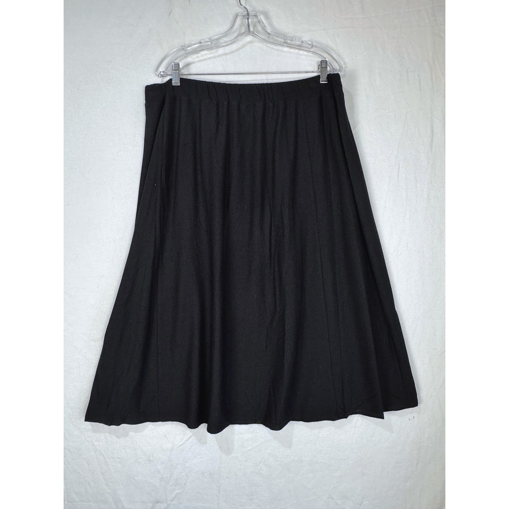Eileen Fisher Black Lightweight Washable Stretch Crepe Midi Skirt 1X NWT - Picture 3 of 6